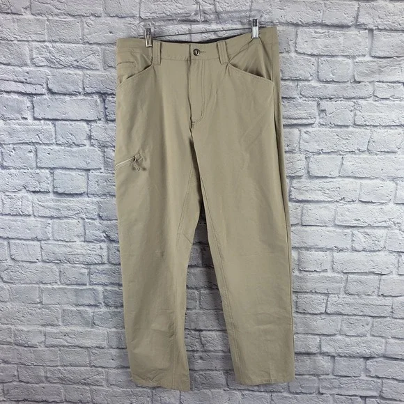 Patagonia Men Beige Quandary Pants Hiking Trail Zip Pocket Stretch Nylon 35X31 - Picture 2 of 11